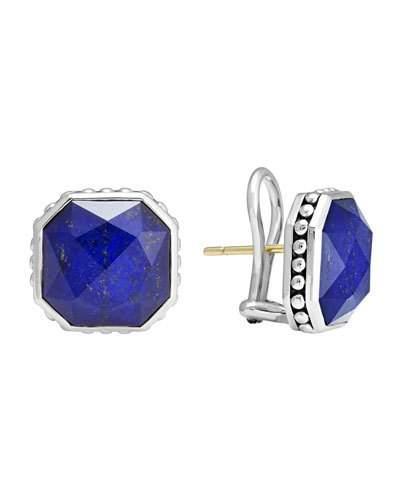 14mm Sterling Silver Lapis Rocks Clip-on Earrings