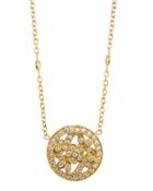 18k Round Pave Diamond Floral Pendant Necklace