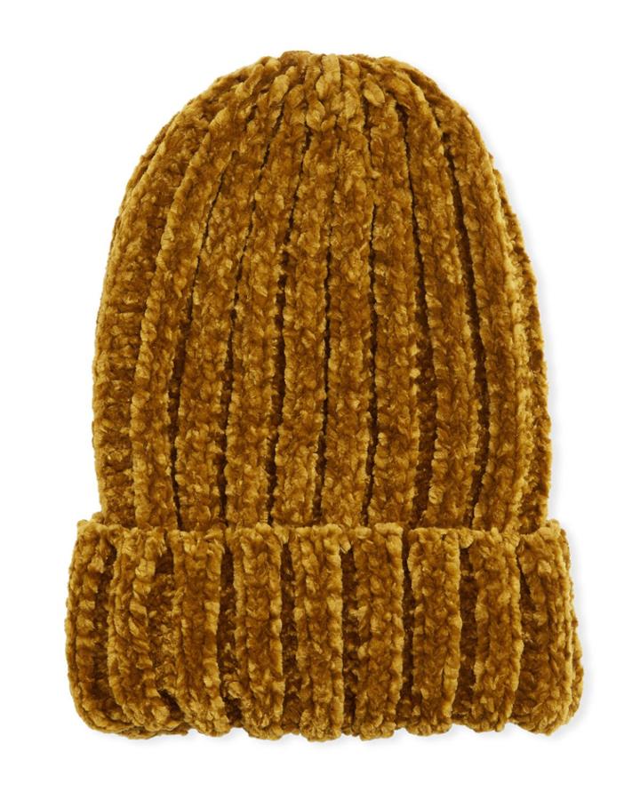 Ribbed Knit Beanie, Dark Chartreuse