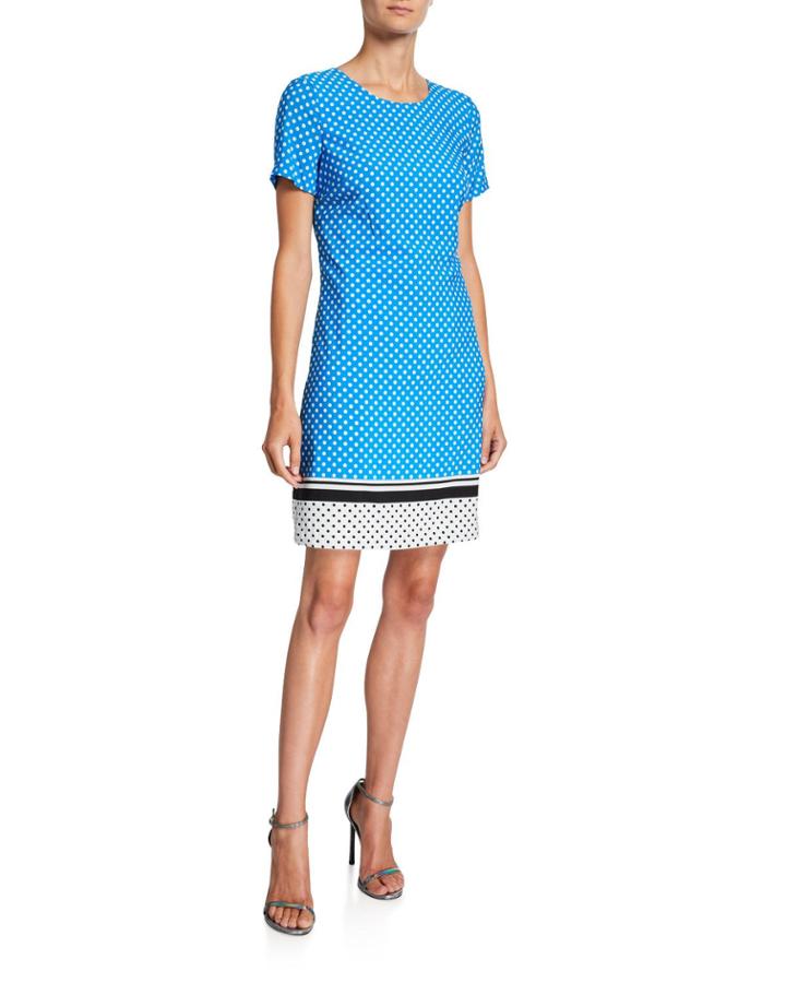 Polka-dot Border-print Short-sleeve