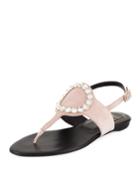 Embellished Flat Thong Sandals,