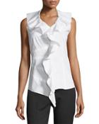 Aliza Ruffled Stretch-poplin Blouse