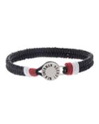 Men's Woven Cord Bracelet, Black/red/white
