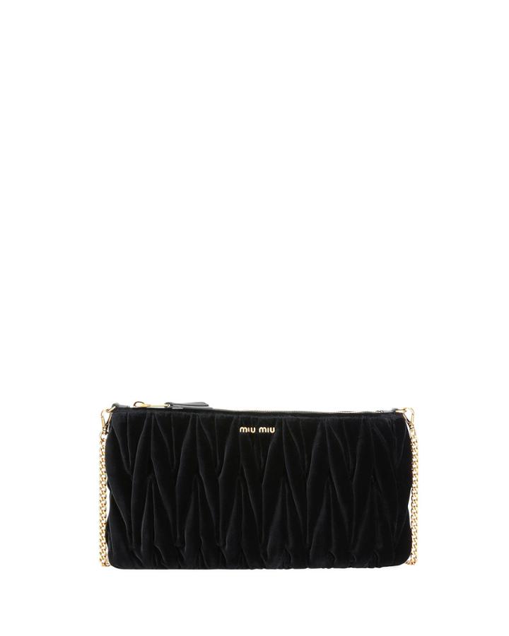 Club Collection Velvet Matelasse Pochette Clutch Bag