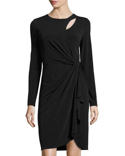 Gordana Side-knot Sheath Dress, Black