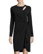 Gordana Side-knot Sheath Dress, Black