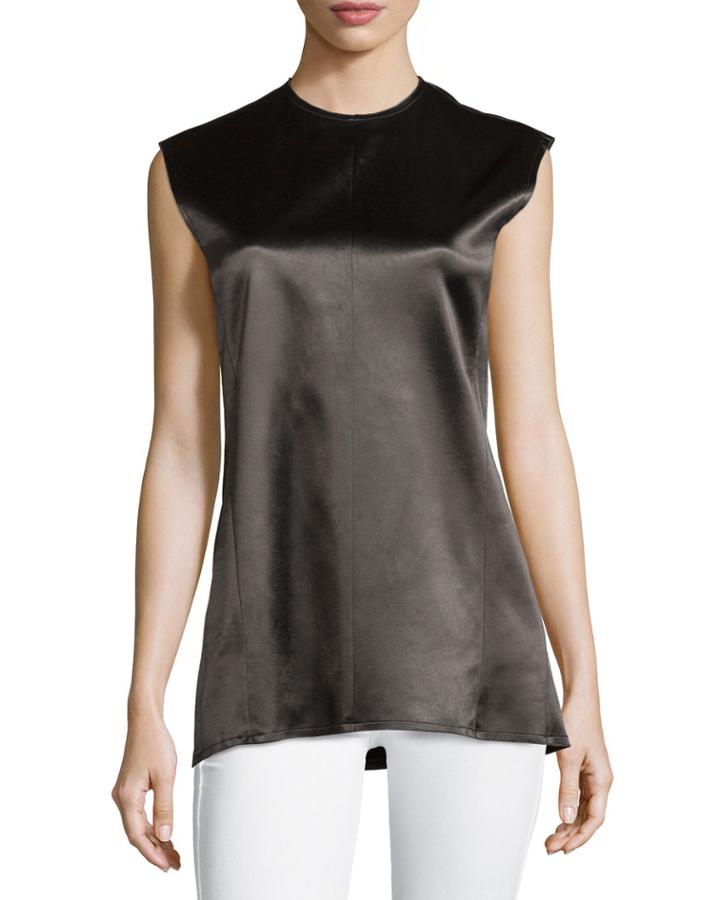 Gf Ferre Sleeveless Cupro Top, Black, Women's,