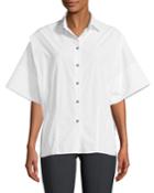 Wide-sleeve Snap-front Blouse