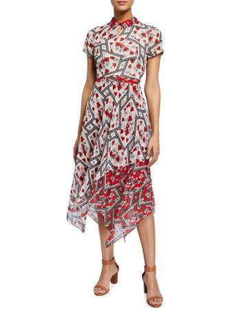 Collared Mixed Print Short-sleeve