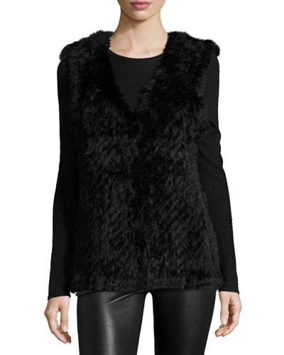 Rabbit Fur Vest, Black