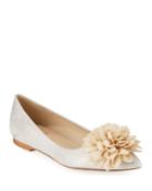Alia Metallic Leather Flower Flats