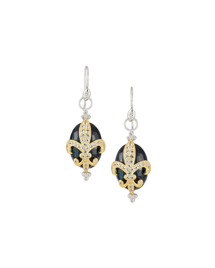 Fleur-over-stone Drop Earrings In Frosted Blue Quartz