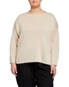 Plus Size Bateau-neck Linen/cotton