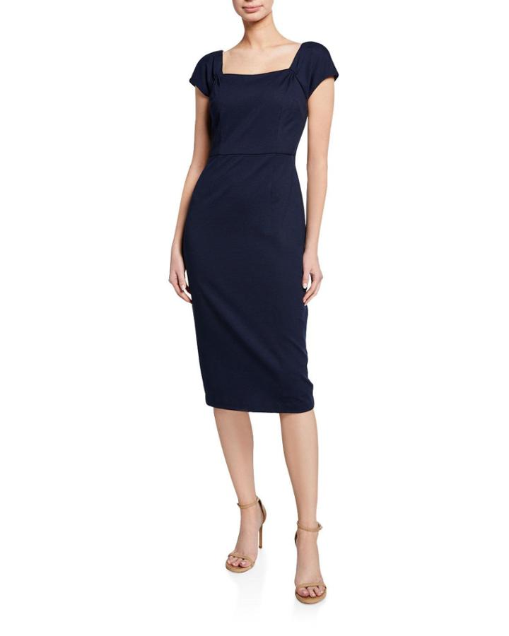 Cascade Cap-sleeve Ponte Dress