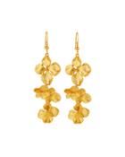 Satin-finished Golden Flower Drop Earrings