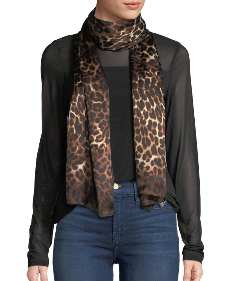 Ombre Leopard-print Silk Oblong