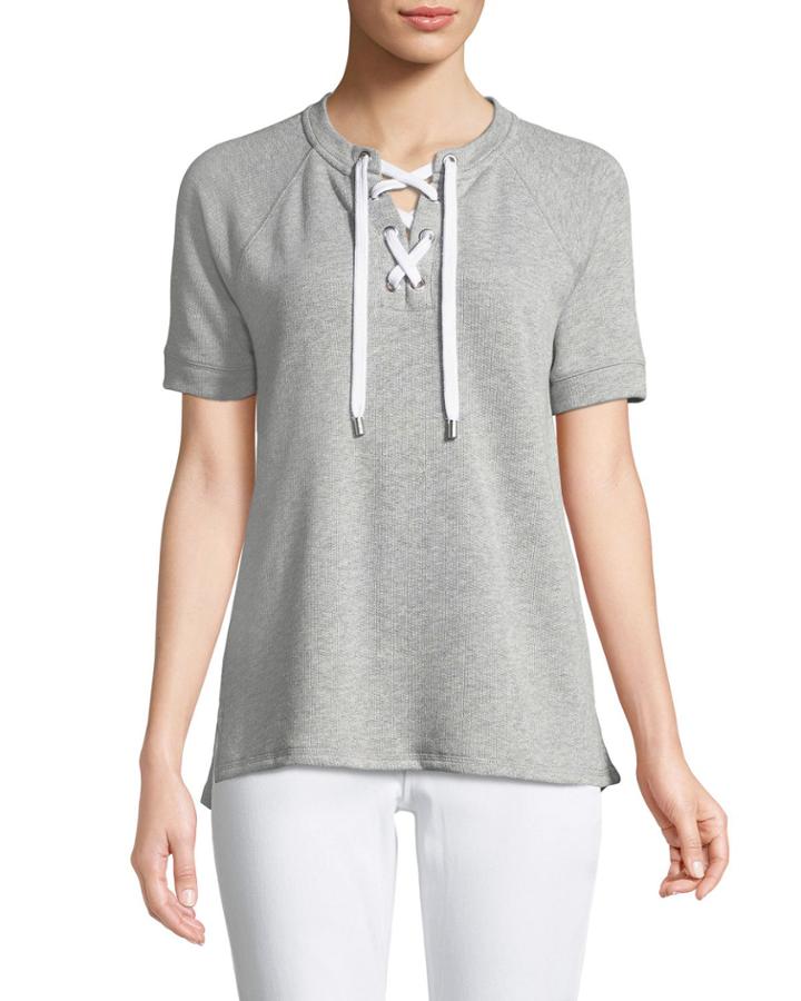 Lace-front Short-sleeve