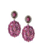 Diamond & Glass Ruby Oval-drop Earrings