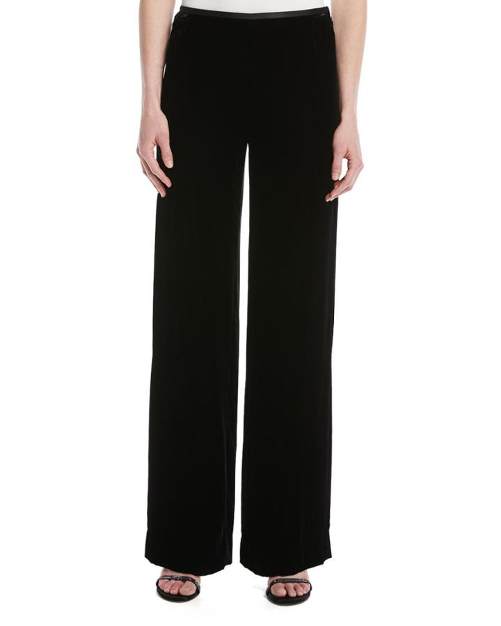 Wide-leg Side-zip Velvet Pants
