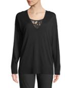 Silk-cashmere V-neck Lace-inset