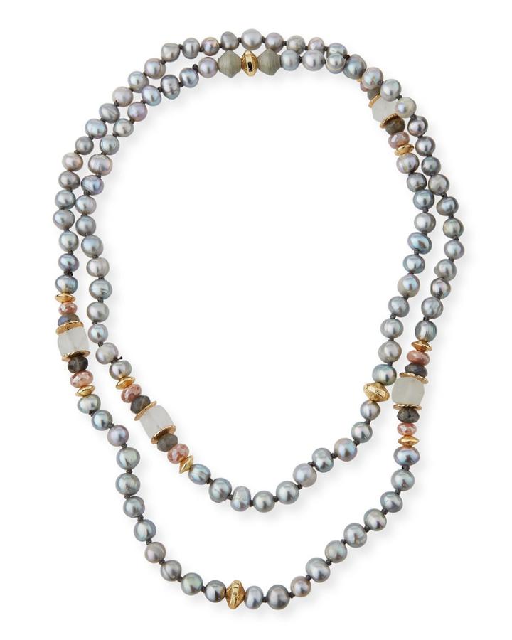 Long Beaded Pearly Necklace