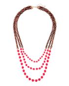 3-strand Chain And Bead Necklace, Pink