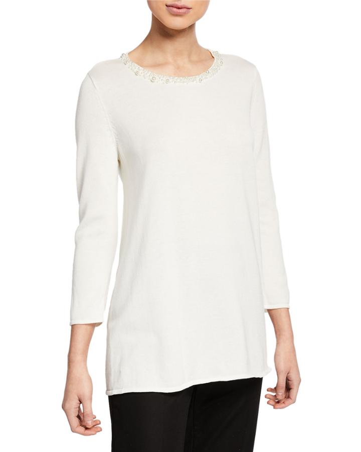 Pearl-trim Long-sleeve Tunic