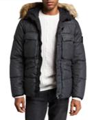Men's Down Puffer Coat With Faux-fur Trim