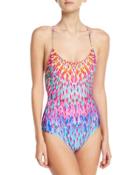 Be Scene One-piece Swimsuit, Pink/blue