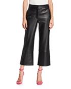 Lamb Leather Flared Cropped Pants