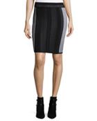 Mowed Lines Pencil Skirt, Black Pattern