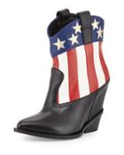 American Flag Leather Western Boot, Nero