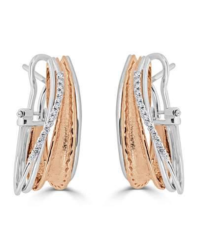 18k Two-tone Diamond Hoop Earrings,