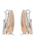 18k Two-tone Diamond Hoop Earrings,