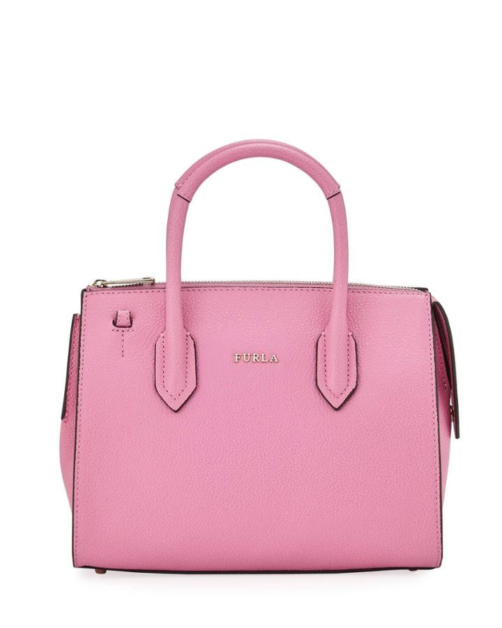 Pin Small Leather Satchel Bag, Pink