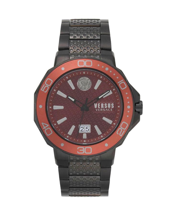 Men's 44mm Ip Watch With Bracelet - Burgundy Dial