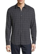 Ombre Plaid Point-collar Cotton