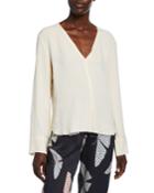 Satin-crepe V-neck Top