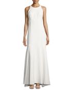 Ruffle-back Crepe Gown, Ivory