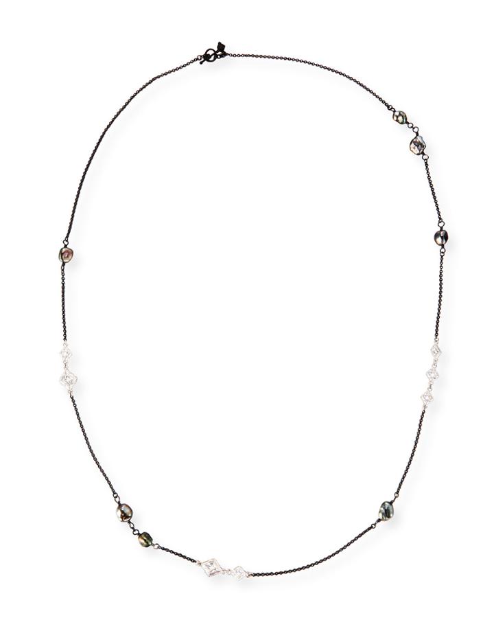 New World Scroll Chain Necklace With Keshi Pearls,