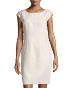 Josette Cap-sleeve Sheath Dress, Khaki
