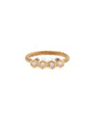 18k Rose Gold & Stainless Steel 4-diamond Cable Ring,