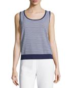 Striped Santana Knit Tank, Bright White/ink