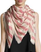Striped Fringe Scarf, Brown