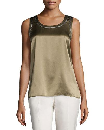 Roya Sleeveless Silk Blouse With