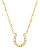 14k Yellow Gold Diamond Horseshoe Pendant Necklace