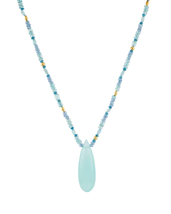 Petite Bead And Briolette Necklace, Blue