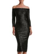 Addison Glittered Off-the-shoulder Cocktail Dress