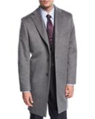 Single-breasted Cashmere Top Coat, Gray