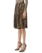 Leopard Print Stretch Silk Pleated